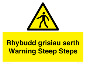 Rhybudd grisiau serth Warning Steep Steps
